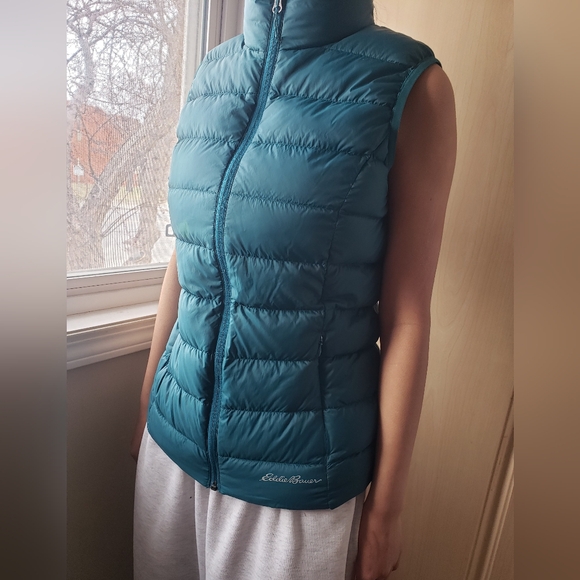 Eddie Bauer Women's Teal Puffer Vest XS 80% Down - Picture 10 of 11